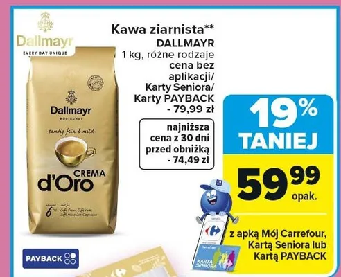 Kawa ziarnista Crema d'Oro promocja w Carrefour