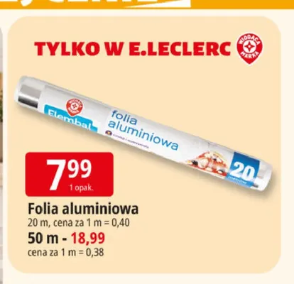 Folia aluminiowa 50 m Elembal promocja w Leclerc