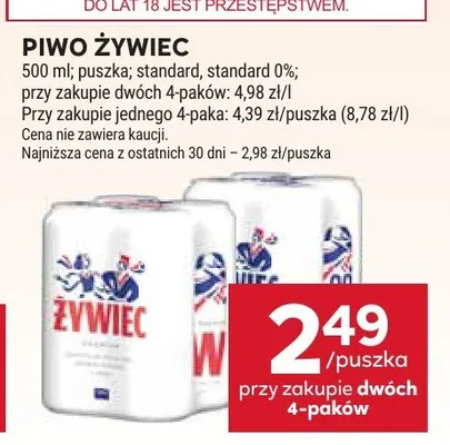 Piwo Żywiec puszka promocja w Stokrotka