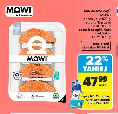 Łosoś świeży porcje Mowi Pure 4-pak promocja w Carrefour