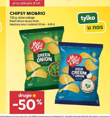 Chipsy o smaku zielonej cebulki Mio&Rio promocja w Stokrotka