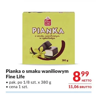 Pianka o smaku waniliowym Fine Life promocja w Makro