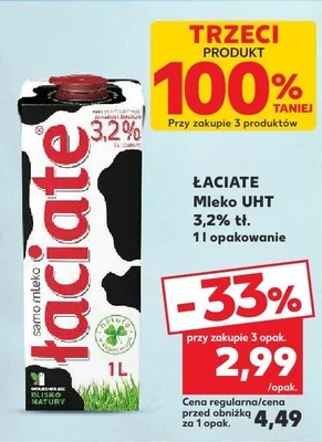 Mleko UHT 3,2% tł. Łaciate promocja w Kaufland