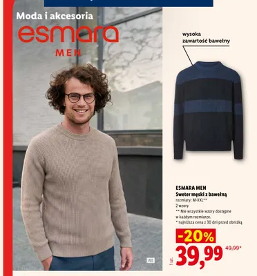 Sweter męski z bawełną promocja w Lidl