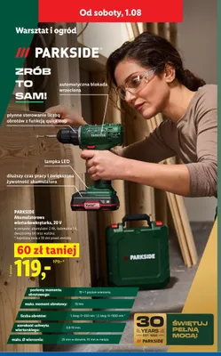 Wiertarkowkrętarka akumulatorowa Parkside promocja w Lidl