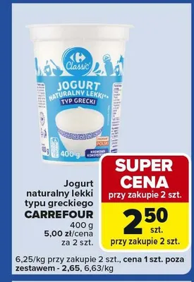 Jogurt naturalny typu greckiego promocja w Carrefour Express