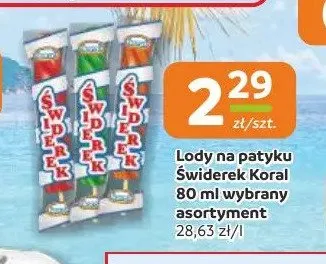 Lody na patyku Świderek Koral promocja w Gama
