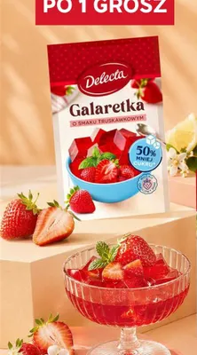 Galaretka Delecta o smaku truskawkowym promocja w Stokrotka