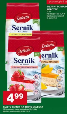 Ciasto Sernik na zimno Delecta o smaku truskawkowym promocja w Stokrotka