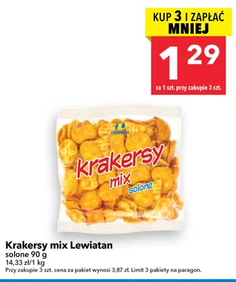 Krakersy mix Lewiatan solone 90g promocja w LEWIATAN