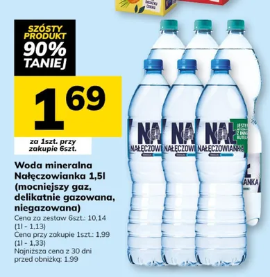 Woda mineralna Nałęczowianka 1.5l (mocniejszy gaz, delikatnie gazowana, niegazowana) promocja w Hitpol