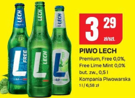 Piwo premium, free 0,0%, free lime mint 0,0% but. 2w. 0,5l promocja w Chorten