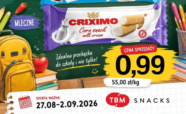 Przekąska kukurydziana Criximo Corn Snack Puffy Cream mleczna promocja w emma MARKET
