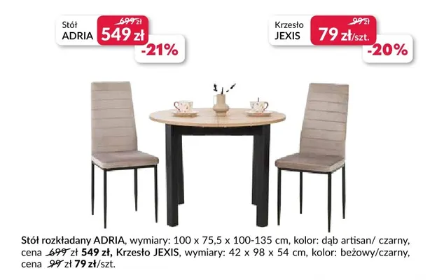 Stół rozkładany Adria promocja w Salony Agata