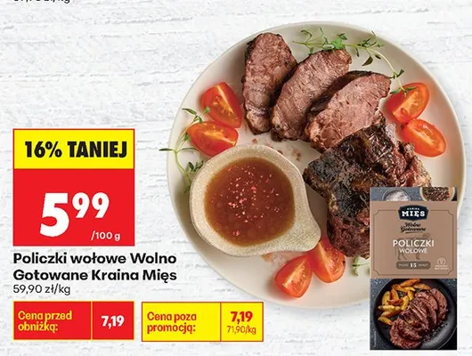 Policzki wołowe Wolno Gotowane Kraina Mięs promocja w Biedronka