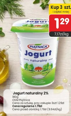 Jogurt naturalny 2% Piątnica promocja w Market Point