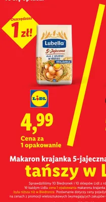 Makaron krajanka 5-jajeczna Lubella promocja w Lidl