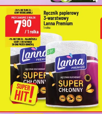Ręcznik papierowy 3-warstwowy Lanna Premium promocja w POLOmarket