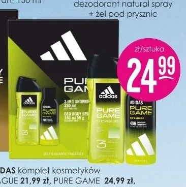Komplet kosmetyków Adidas Pure Game promocja w Drogerie Jasmin