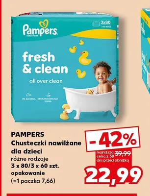 Chusteczki nawilżane dla dzieci Pampers 3-pak promocja w Kaufland