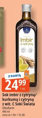 Sok imbir z cytryną z wit. C Soki Świata promocja w Leclerc