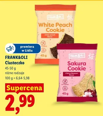 Ciasteczko White Peach Cookie Frank&Oli promocja w Lidl