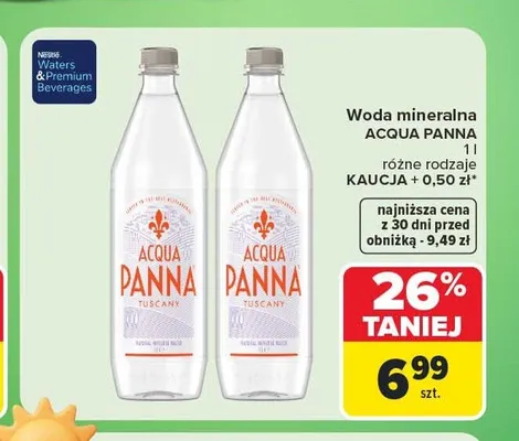 Woda mineralna Acqua Panna promocja w Carrefour