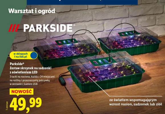 Zestaw skrzynek na sadzonki z oświetleniem LED Parkside promocja w Lidl