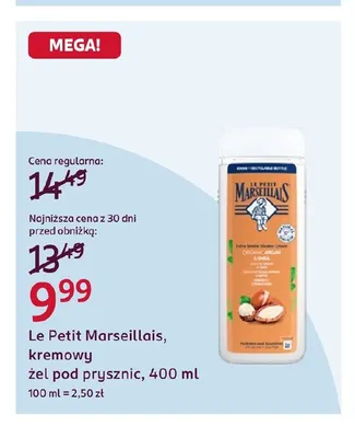 Kremowy żel pod prysznic Le Petit Marseillais promocja w Rossmann