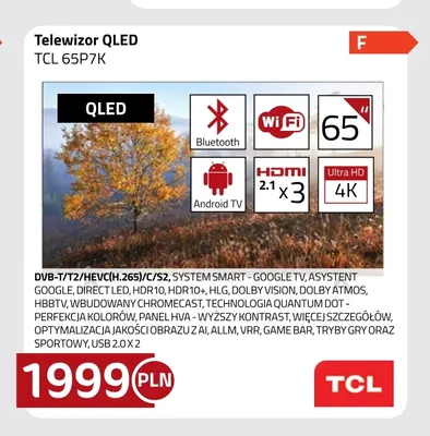 Telewizor Qled Tcl 65P7K promocja w kakto.pl