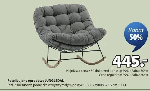 Fotel bujany ogrodowy Jungeldal promocja w Jysk