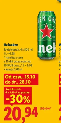 Piwo Heineken 6-pak 500 ml promocja w Lidl