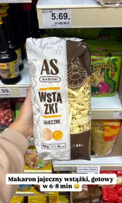 Makaron jajeczny wstążki As Babuni promocja w Dino