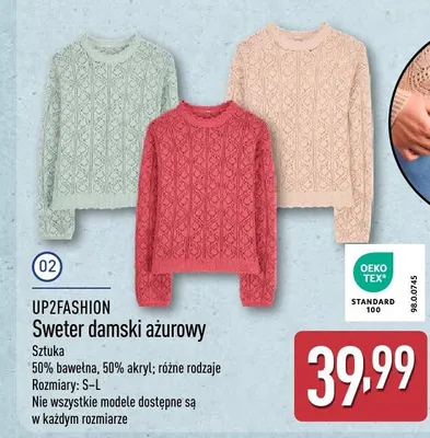 Sweter damski ażurowy promocja w Aldi