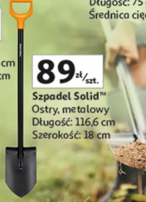 Szpadel Solid" Ostry, metalowy Długość: 116.6 cm Szerokość: 18 cm promocja w Auchan
