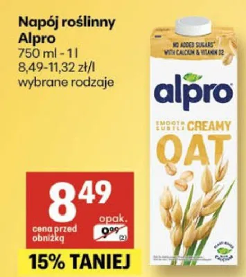 Napój roślinny Alpro promocja w Delikatesy Centrum