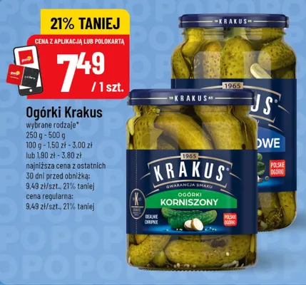 Ogórki konserwowe Krakus promocja w POLOmarket