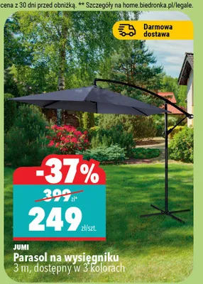 Parasol na wysięgniku 3 m, dostępny w 3 kolorach Jumi promocja w Biedronka Home