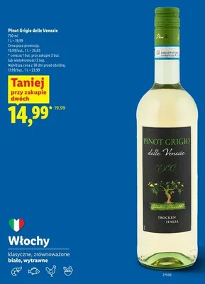 Wino białe wytrawne Pinot Grigio delle Venezie promocja w Lidl