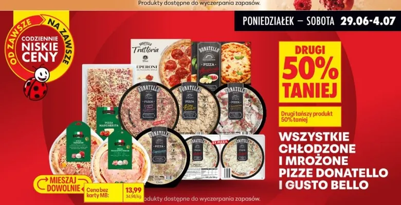 Chłodzone i mrożone pizze Donatello i I Gusto Bello promocja w Biedronka