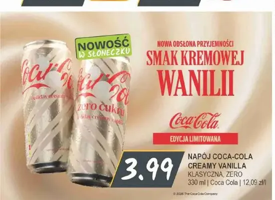 Napój gazowany Coca-Cola Creamy Vanilla klasyczna promocja w Słoneczko