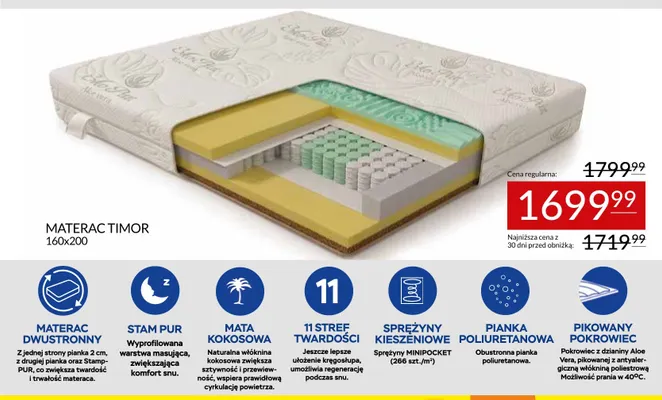 Materac Timor 160x200 promocja w Abra Meble