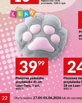 Pluszowa poduszka przytulanka 40cm Lean-Toys promocja w Twój Market