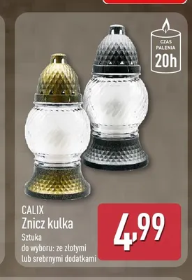 Znicz kulka Calix ze złotymi dodatkami promocja w Aldi
