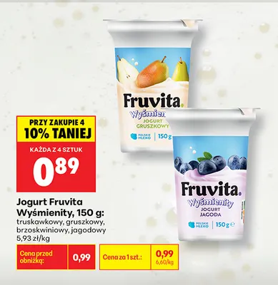 Jogurt Fruvita Wyśmienity jagodowy promocja w Biedronka