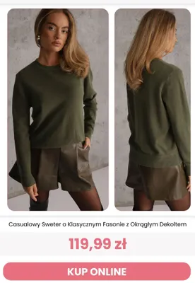 Casualowy sweter o klasycznym fasonie z okrągłym dekoltem Renee promocja w Renee