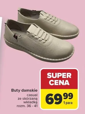 Buty damskie casual ze skórzaną wkładką promocja w Carrefour