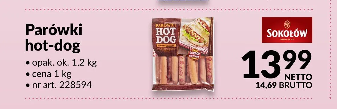 Parówki hot-dog Sokołów promocja w Makro