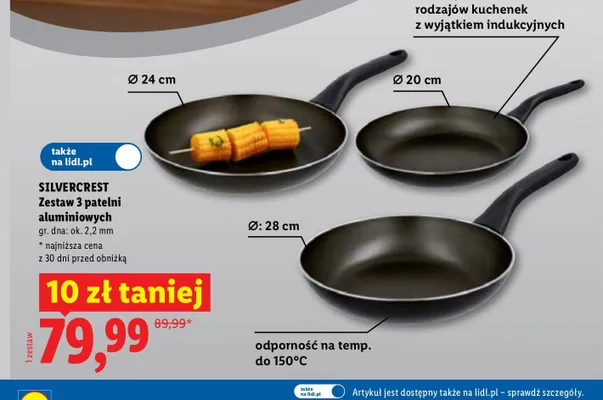 Zestaw 3 patelni aluminiowych Silvercrest promocja w Lidl