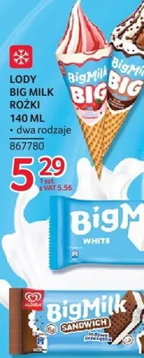 Lody Big Milk rożki dwa rodzaje 867780 promocja w Selgros